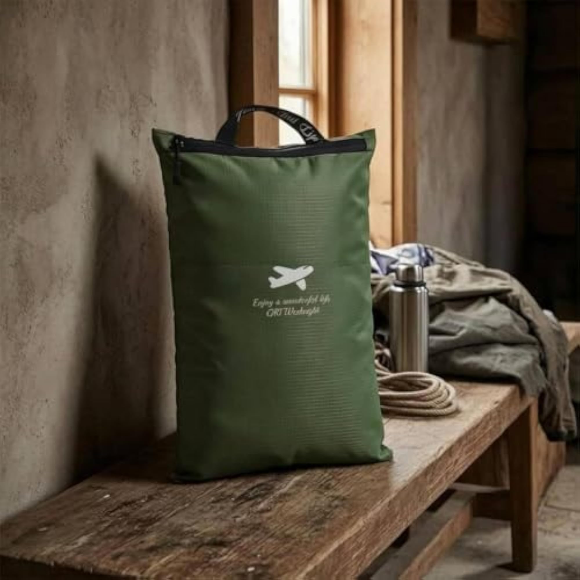Zippered Waterproof Storage Bag with Carry Handle, Green
